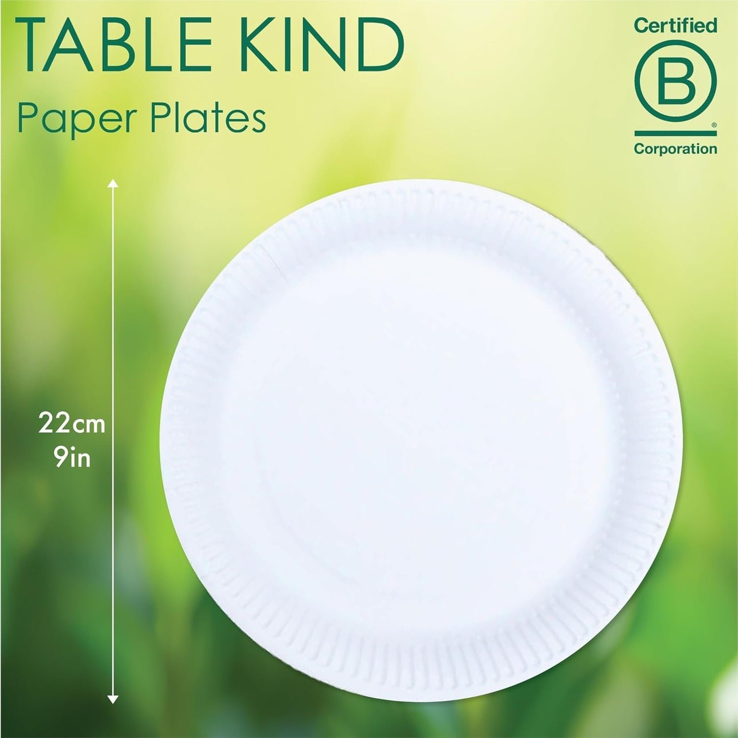 TABLE KIND | x150 | 22 cm | Piatti di carta ecologici per compleanno, stoviglie ecologiche, riciclabili, usa e getta, forniture per feste biodegradabili, compostabili in casa, | Prodotto nell'UE