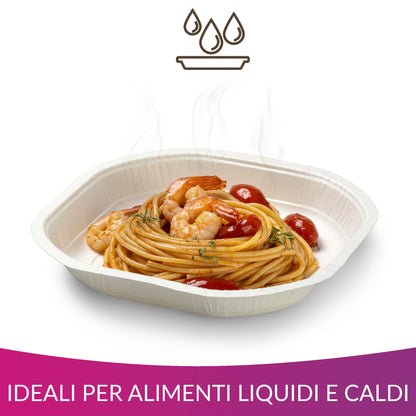 Cuki Piatti Fondi in Cartoncino Biodegradabile e Compostabile, ideali con alimenti liquidi e caldi, 1 Confezione da 75 Pezzi, per Picnic, Feste, Barbecue, Pranzi e Cene, 19.8 x 19.8 cm